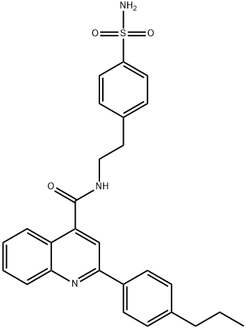 2-(4-propylphenyl)-N-[2-(4-sulfamoylphenyl)ethyl]quinoline-4-carboxamide Struktur