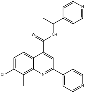 7-chloro-8-methyl-2-pyridin-4-yl-N-(1-pyridin-4-ylethyl)quinoline-4-carboxamide Struktur