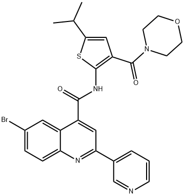 6-bromo-N-[3-(morpholine-4-carbonyl)-5-propan-2-ylthiophen-2-yl]-2-pyridin-3-ylquinoline-4-carboxamide Struktur