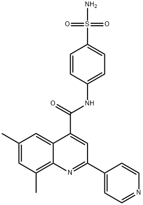 6,8-dimethyl-2-pyridin-4-yl-N-(4-sulfamoylphenyl)quinoline-4-carboxamide Struktur