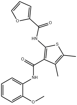 N-[3-[(2-methoxyphenyl)carbamoyl]-4,5-dimethylthiophen-2-yl]furan-2-carboxamide Struktur