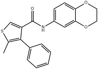 N-(2,3-dihydro-1,4-benzodioxin-6-yl)-5-methyl-4-phenylthiophene-3-carboxamide Struktur