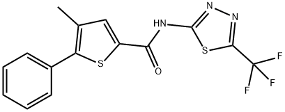 4-methyl-5-phenyl-N-[5-(trifluoromethyl)-1,3,4-thiadiazol-2-yl]thiophene-2-carboxamide Struktur