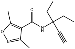 N-(3-ethylpent-1-yn-3-yl)-3,5-dimethyl-1,2-oxazole-4-carboxamide Struktur