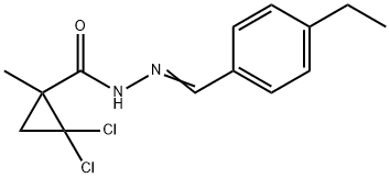 2,2-dichloro-N-[(E)-(4-ethylphenyl)methylideneamino]-1-methylcyclopropane-1-carboxamide Struktur