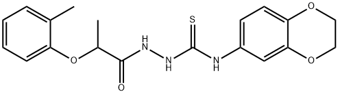 1-(2,3-dihydro-1,4-benzodioxin-6-yl)-3-[2-(2-methylphenoxy)propanoylamino]thiourea Struktur