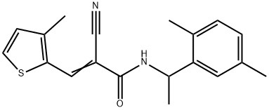 (Z)-2-cyano-N-[1-(2,5-dimethylphenyl)ethyl]-3-(3-methylthiophen-2-yl)prop-2-enamide Struktur