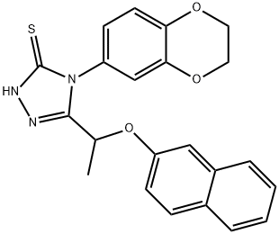 4-(2,3-dihydro-1,4-benzodioxin-6-yl)-3-(1-naphthalen-2-yloxyethyl)-1H-1,2,4-triazole-5-thione Struktur