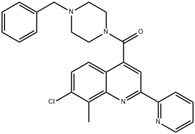 (4-benzylpiperazin-1-yl)-(7-chloro-8-methyl-2-pyridin-2-ylquinolin-4-yl)methanone Struktur