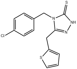 4-[(4-chlorophenyl)methyl]-3-(thiophen-2-ylmethyl)-1H-1,2,4-triazole-5-thione Struktur