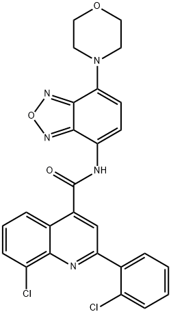 8-chloro-2-(2-chlorophenyl)-N-(4-morpholin-4-yl-2,1,3-benzoxadiazol-7-yl)quinoline-4-carboxamide Struktur