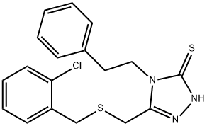 3-[(2-chlorophenyl)methylsulfanylmethyl]-4-(2-phenylethyl)-1H-1,2,4-triazole-5-thione Struktur