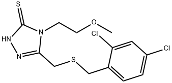 3-[(2,4-dichlorophenyl)methylsulfanylmethyl]-4-(2-methoxyethyl)-1H-1,2,4-triazole-5-thione Struktur