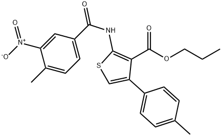 propyl 2-[(4-methyl-3-nitrobenzoyl)amino]-4-(4-methylphenyl)thiophene-3-carboxylate Struktur