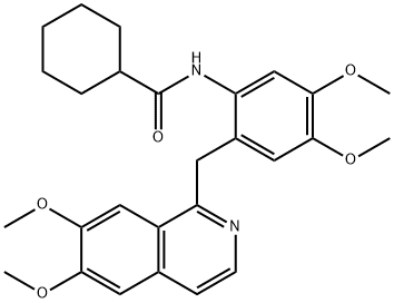 N-[2-[(6,7-dimethoxyisoquinolin-1-yl)methyl]-4,5-dimethoxyphenyl]cyclohexanecarboxamide Struktur