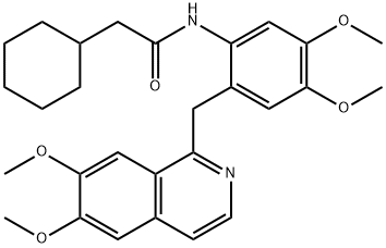 2-cyclohexyl-N-[2-[(6,7-dimethoxyisoquinolin-1-yl)methyl]-4,5-dimethoxyphenyl]acetamide Struktur