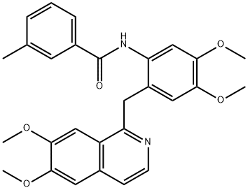 N-[2-[(6,7-dimethoxyisoquinolin-1-yl)methyl]-4,5-dimethoxyphenyl]-3-methylbenzamide Struktur