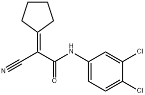 2-cyano-2-cyclopentylidene-N-(3,4-dichlorophenyl)acetamide Struktur