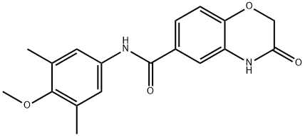 N-(4-methoxy-3,5-dimethylphenyl)-3-oxo-4H-1,4-benzoxazine-6-carboxamide Struktur