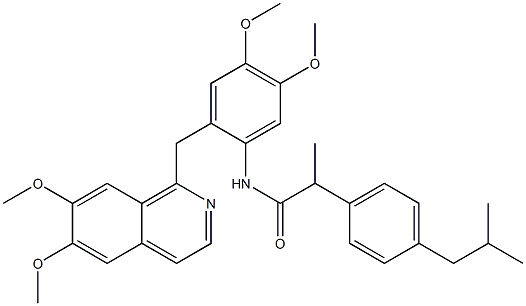 N-[2-[(6,7-dimethoxyisoquinolin-1-yl)methyl]-4,5-dimethoxyphenyl]-2-[4-(2-methylpropyl)phenyl]propanamide Struktur