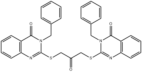 3-benzyl-2-[3-(3-benzyl-4-oxoquinazolin-2-yl)sulfanyl-2-oxopropyl]sulfanylquinazolin-4-one Struktur