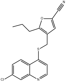 4-[(7-chloroquinolin-4-yl)sulfanylmethyl]-5-propylfuran-2-carbonitrile Struktur