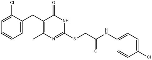 N-(4-chlorophenyl)-2-[[5-[(2-chlorophenyl)methyl]-6-methyl-4-oxo-1H-pyrimidin-2-yl]sulfanyl]acetamide Struktur