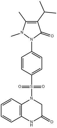 4-[4-(2,3-dimethyl-5-oxo-4-propan-2-ylpyrazol-1-yl)phenyl]sulfonyl-1,3-dihydroquinoxalin-2-one Struktur