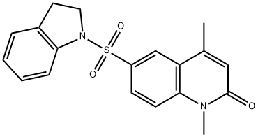 6-(2,3-dihydroindol-1-ylsulfonyl)-1,4-dimethylquinolin-2-one Struktur