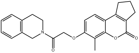 7-[2-(3,4-dihydro-1H-isoquinolin-2-yl)-2-oxoethoxy]-6-methyl-2,3-dihydro-1H-cyclopenta[c]chromen-4-one Struktur