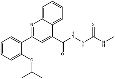 1-methyl-3-[[2-(2-propan-2-yloxyphenyl)quinoline-4-carbonyl]amino]thiourea Struktur