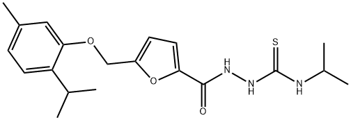 1-[[5-[(5-methyl-2-propan-2-ylphenoxy)methyl]furan-2-carbonyl]amino]-3-propan-2-ylthiourea Struktur