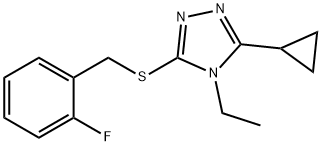 3-cyclopropyl-4-ethyl-5-[(2-fluorophenyl)methylsulfanyl]-1,2,4-triazole Struktur