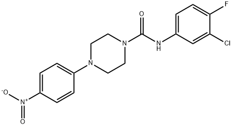 N-(3-chloro-4-fluorophenyl)-4-(4-nitrophenyl)piperazine-1-carboxamide Struktur