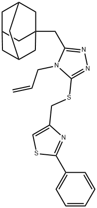 4-[[5-(1-adamantylmethyl)-4-prop-2-enyl-1,2,4-triazol-3-yl]sulfanylmethyl]-2-phenyl-1,3-thiazole Struktur