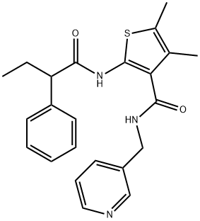 4,5-dimethyl-2-(2-phenylbutanoylamino)-N-(pyridin-3-ylmethyl)thiophene-3-carboxamide Struktur