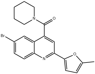 [6-bromo-2-(5-methylfuran-2-yl)quinolin-4-yl]-piperidin-1-ylmethanone Struktur