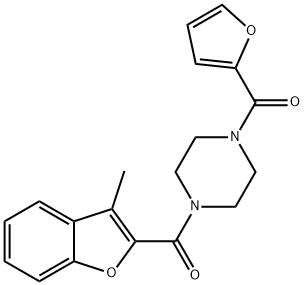 furan-2-yl-[4-(3-methyl-1-benzofuran-2-carbonyl)piperazin-1-yl]methanone Struktur