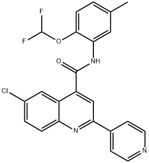 6-chloro-N-[2-(difluoromethoxy)-5-methylphenyl]-2-pyridin-4-ylquinoline-4-carboxamide Struktur