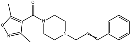 (3,5-dimethyl-1,2-oxazol-4-yl)-[4-[(E)-3-phenylprop-2-enyl]piperazin-1-yl]methanone Struktur