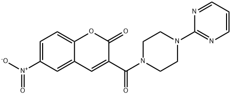 6-nitro-3-(4-pyrimidin-2-ylpiperazine-1-carbonyl)chromen-2-one Struktur