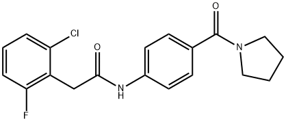 2-(2-chloro-6-fluorophenyl)-N-[4-(pyrrolidine-1-carbonyl)phenyl]acetamide Struktur