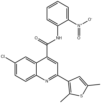 6-chloro-2-(2,5-dimethylthiophen-3-yl)-N-(2-nitrophenyl)quinoline-4-carboxamide Struktur