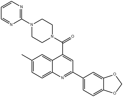 [2-(1,3-benzodioxol-5-yl)-6-methylquinolin-4-yl]-(4-pyrimidin-2-ylpiperazin-1-yl)methanone Struktur