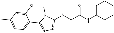 2-[[5-(2-chloro-4-methylphenyl)-4-methyl-1,2,4-triazol-3-yl]sulfanyl]-N-cyclohexylacetamide Struktur