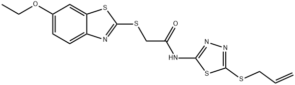 2-[(6-ethoxy-1,3-benzothiazol-2-yl)sulfanyl]-N-(5-prop-2-enylsulfanyl-1,3,4-thiadiazol-2-yl)acetamide Struktur