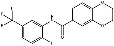 N-[2-fluoro-5-(trifluoromethyl)phenyl]-2,3-dihydro-1,4-benzodioxine-6-carboxamide Struktur