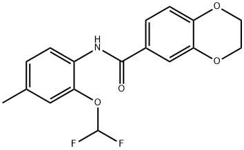 N-[2-(difluoromethoxy)-4-methylphenyl]-2,3-dihydro-1,4-benzodioxine-6-carboxamide Struktur