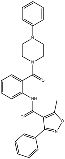 5-methyl-3-phenyl-N-[2-(4-phenylpiperazine-1-carbonyl)phenyl]-1,2-oxazole-4-carboxamide Struktur