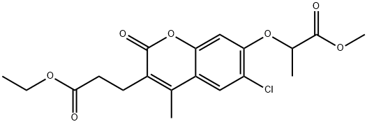 methyl 2-[6-chloro-3-(3-ethoxy-3-oxopropyl)-4-methyl-2-oxochromen-7-yl]oxypropanoate Struktur